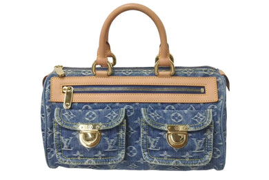極美品 LOUIS VUITTON ルイヴィトン ネオスピーディ ハンドバッグ M95019 モノグラムデニム ゴールド金具 中古 4c075142