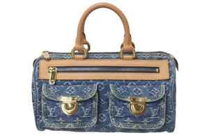 極美品 LOUIS VUITTON ルイヴィトン ネオスピーディ ハンドバッグ M95019 モノグラムデニム ゴールド金具 中古 4c075142