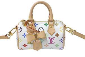 新品未使用 LOUIS VUITTON ルイヴィトン ナノスピーディ 村上隆 マルチカラー ハンドバッグ 2WAYバッグ M13391 PVC レザー 中古 4c075144