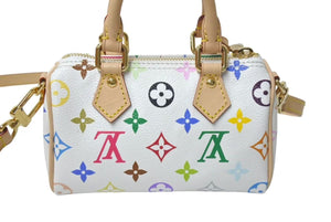新品未使用 LOUIS VUITTON ルイヴィトン ナノスピーディ 村上隆 マルチカラー ハンドバッグ 2WAYバッグ M13391 PVC レザー 中古 4c075144