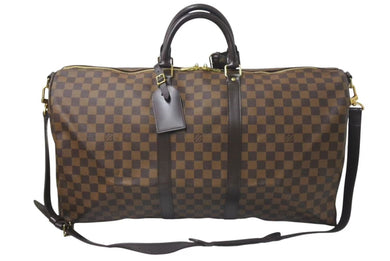 LOUIS VUITTON ルイヴィトン キーポル バンドリエール55 ボストンバッグ N41414 ダミエエベヌ ブラウン ゴールド金具 美品 中古 4c075146
