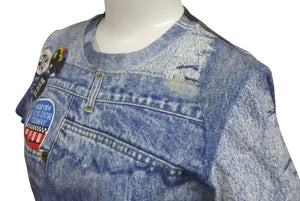 Christian Dior クリスチャンディオール 半袖Tシャツ 1A12055021 サイズ38 デニム総柄プリント ガリアーノ期 良品 中古 4c075147