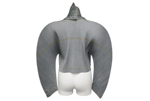 極美品 ISSEY MIYAKE イッセイミヤケ プリーツ ジャケット JG31160 ポリエステル コットン モスグリーン イエロー M 中古 4c075150
