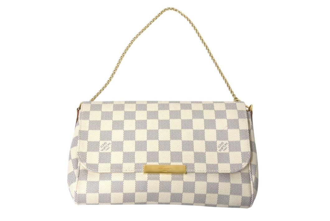 LOUIS VUITTON ルイヴィトン ショルダーバッグ N41277 フェイボリットPM ダミエ アズール ホワイト ゴールド金具 美品 中古 4c075152