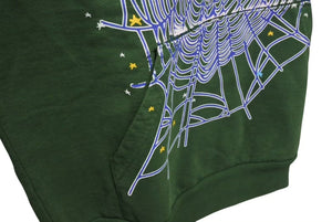新品同様 SP5DER スパイダー Web Hoodie ウェブ フーディー パーカー 23SS サイズL Young Thug プリント グリーン 中古 4c075161
