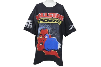 新品未使用 HELLSTAR ヘルスター ビガー ザン サタン プリント 半袖Ｔシャツ ブラック トップス サイズXL 中古 4c075179