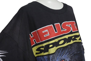 新品未使用 HELLSTAR ヘルスター ビガー ザン サタン プリント 半袖Ｔシャツ ブラック トップス サイズXL 中古 4c075179