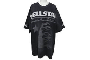未使用 HELLSTAR ヘルスター 24FW スポーツファミリーグリッター半袖Ｔシャツ ブラック トップス サイズL 中古 4c075181 