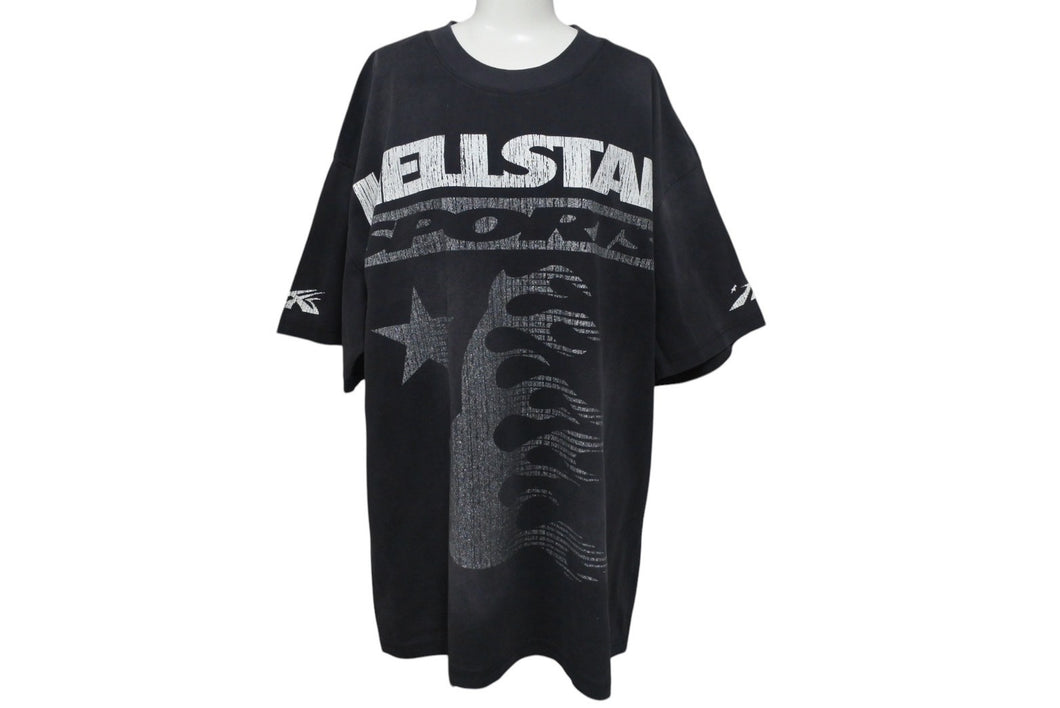 未使用 HELLSTAR ヘルスター 24FW スポーツファミリーグリッター半袖Ｔシャツ ブラック トップス サイズL 中古 4c075181 