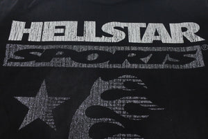 未使用 HELLSTAR ヘルスター 24FW スポーツファミリーグリッター半袖Ｔシャツ ブラック トップス サイズL 中古 4c075181 