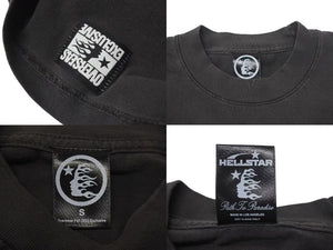 未使用 HELLSTAR ヘルスター パストゥパラダイス プリント半袖Ｔシャツ ブラック コットン トップス サイズS 中古 4c075182 