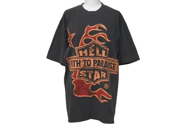 未使用 HELLSTAR ヘルスター パストゥパラダイス プリント半袖Ｔシャツ ブラック コットン トップス サイズS 中古 4c075182 