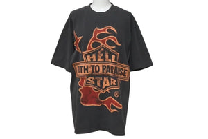 未使用 HELLSTAR ヘルスター パストゥパラダイス プリント半袖Ｔシャツ ブラック コットン トップス サイズS 中古 4c075182 