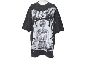 新品未使用 HELLSTAR ヘルスター スケルトン プリント 半袖Ｔシャツ ブラック コットン 骸骨 トップス サイズＬ 中古 4c075183