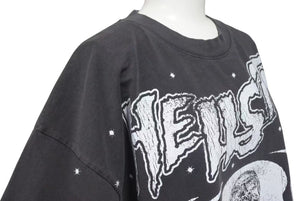 新品未使用 HELLSTAR ヘルスター スケルトン プリント 半袖Ｔシャツ ブラック コットン 骸骨 トップス サイズＬ 中古 4c075183