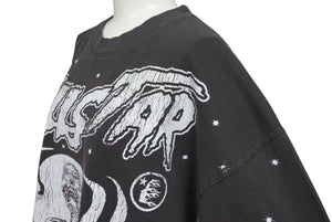 新品未使用 HELLSTAR ヘルスター スケルトン プリント 半袖Ｔシャツ ブラック コットン 骸骨 トップス サイズＬ 中古 4c075183