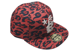 新品未使用 HELLSTAR ヘルスター SS24 Cheetah Print Fitted Hat チータープリントフィットハット F03653B9 レッド 7 1/2 中古 4c075186