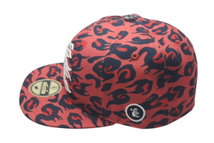 新品未使用 HELLSTAR ヘルスター SS24 Cheetah Print Fitted Hat チータープリントフィットハット F03653B9 レッド 7 1/2 中古 4c075186