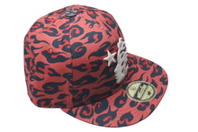 Load image into Gallery viewer, 新品未使用 HELLSTAR ヘルスター SS24 Cheetah Print Fitted Hat チータープリントフィットハット F03653B9 レッド 7 1/8 中古 4c075188