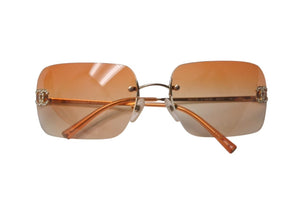 CHANEL シャネル リムレス サングラス 4017-D c.125/56 サイズ62□17 120 ココマーク ラインストーン オレンジ グラデーション 美品 中古 4c075191