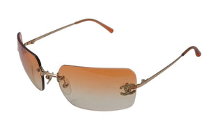CHANEL シャネル リムレス サングラス 4017-D c.125/56 サイズ62□17 120 ココマーク ラインストーン オレンジ グラデーション 美品 中古 4c075191