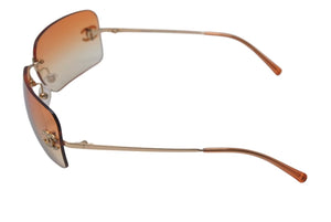 CHANEL シャネル リムレス サングラス 4017-D c.125/56 サイズ62□17 120 ココマーク ラインストーン オレンジ グラデーション 美品 中古 4c075191