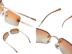 CHANEL シャネル リムレス サングラス 4017-D c.125/56 サイズ62□17 120 ココマーク ラインストーン オレンジ グラデーション 美品 中古 4c075191