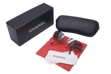 極美品 CHANEL シャネル リムレス サングラス 4002 c.124/55 サイズ57□19 130 ココマーク ブルー グラデーション 中古 4c075192