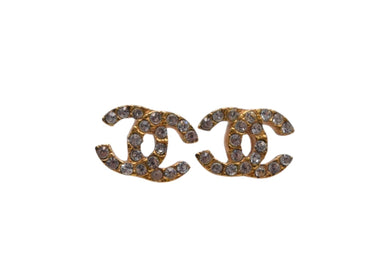 極美品 CHANEL シャネル ココマーク ラインストーン ピアス GP 01P 3.5g ゴールド金具 アクセサリー ジュエリー 中古 4c075193