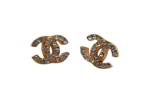 極美品 CHANEL シャネル ココマーク ラインストーン ピアス GP 01P 3.5g ゴールド金具 アクセサリー ジュエリー 中古 4c075193
