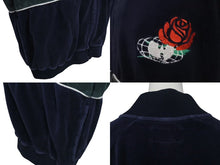 Load image into Gallery viewer, WU-WEAR ウーウェア ベロアジャージ トラックジャケット 90年代 サイズ M ネイビー グリーン 美品 中古 4c075202