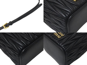 新品同様 MIIUMIU ミュウミュウ マテラッセ マイクロバッグ ショルダーバッグ 5NR018 AFPP F0002 レザー ブラック 中古 4c075206