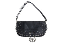 Load image into Gallery viewer, CHRISTIAN DIOR クリスチャンディオール LOVE&amp;PEACE ラインストーン ショルダーバッグ レザー ブラック 美品 中古 4c075209