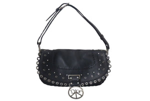 CHRISTIAN DIOR クリスチャンディオール LOVE&PEACE ラインストーン ショルダーバッグ レザー ブラック 美品 中古 4c075209
