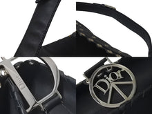 Load image into Gallery viewer, CHRISTIAN DIOR クリスチャンディオール LOVE&amp;PEACE ラインストーン ショルダーバッグ レザー ブラック 美品 中古 4c075209