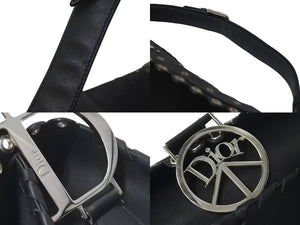 CHRISTIAN DIOR クリスチャンディオール LOVE&PEACE ラインストーン ショルダーバッグ レザー ブラック 美品 中古 4c075209