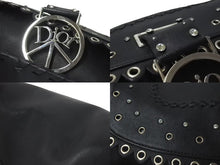 Load image into Gallery viewer, CHRISTIAN DIOR クリスチャンディオール LOVE&amp;PEACE ラインストーン ショルダーバッグ レザー ブラック 美品 中古 4c075209