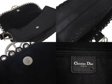 Load image into Gallery viewer, CHRISTIAN DIOR クリスチャンディオール LOVE&amp;PEACE ラインストーン ショルダーバッグ レザー ブラック 美品 中古 4c075209