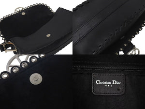 CHRISTIAN DIOR クリスチャンディオール LOVE&PEACE ラインストーン ショルダーバッグ レザー ブラック 美品 中古 4c075209