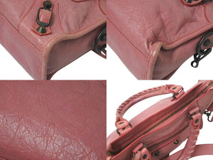 BALENCIAGA バレンシアガ ハンドバッグ Classic Mini City Bag クラシック ミニ シティ ピンク レザー 300295 美品 中古 4c075214