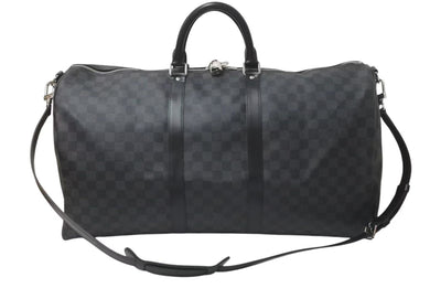 極美品 LOUIS VUITTON ルイヴィトン ボストンバッグ キーポル55 ダミエ グラフィット N41413 ブラック シルバー金具 中古 4c075215