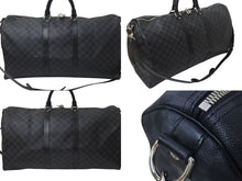 Load image into Gallery viewer, 極美品 LOUIS VUITTON ルイヴィトン ボストンバッグ キーポル55 ダミエ グラフィット N41413 ブラック シルバー金具 中古 4c075215