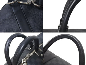 極美品 LOUIS VUITTON ルイヴィトン ボストンバッグ キーポル55 ダミエ グラフィット N41413 ブラック シルバー金具 中古 4c075215