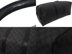 極美品 LOUIS VUITTON ルイヴィトン ボストンバッグ キーポル55 ダミエ グラフィット N41413 ブラック シルバー金具 中古 4c075215