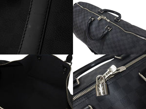 極美品 LOUIS VUITTON ルイヴィトン ボストンバッグ キーポル55 ダミエ グラフィット N41413 ブラック シルバー金具 中古 4c075215