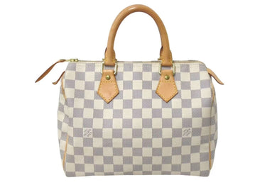 LOUIS VUITTON ルイヴィトン ハンドバッグ スピーディ25 ダミエアズール N41534 ホワイト グレー ゴールド金具 美品 中古 4c075216