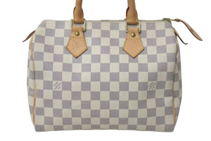 LOUIS VUITTON ルイヴィトン ハンドバッグ スピーディ25 ダミエアズール N41534 ホワイト グレー ゴールド金具 美品 中古 4c075216