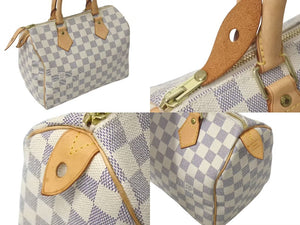 LOUIS VUITTON ルイヴィトン ハンドバッグ スピーディ25 ダミエアズール N41534 ホワイト グレー ゴールド金具 美品 中古 4c075216