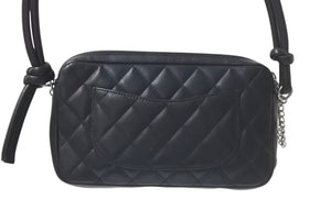 CHANEL シャネル カンボンライン ワンショルダーバッグ ココマーク 9番台 カーフスキン ブラック シルバー 金具 美品 中古 4c075218