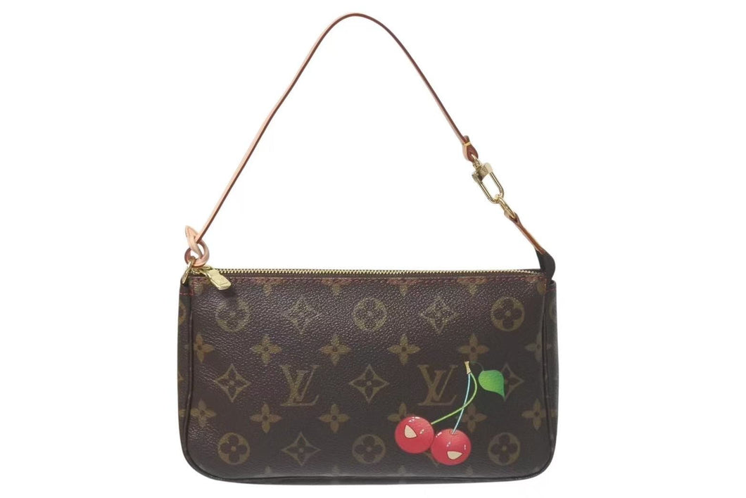 極美品 LOUIS VUITTON ルイヴィトン モノグラム チェリー ポシェットアクセソワール アクセサリーポーチ 村上隆 M95008 中古 4c075223